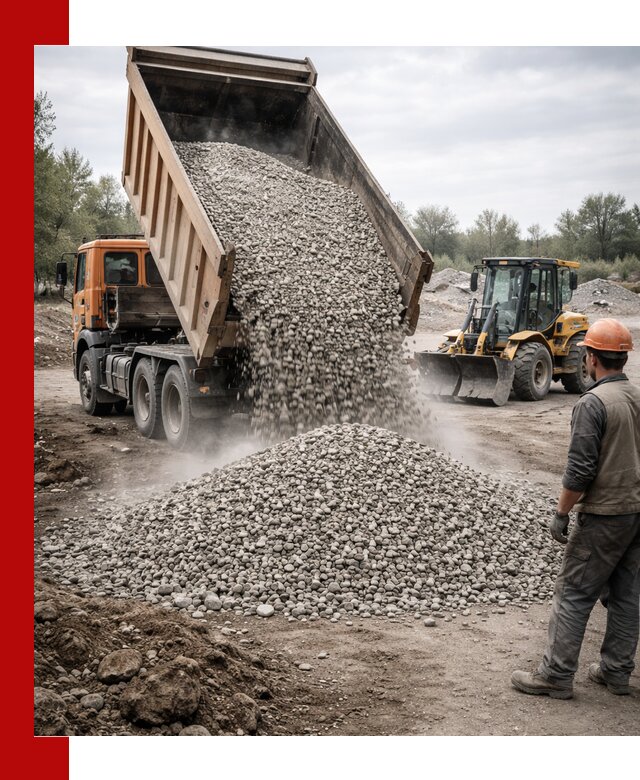 Доставка щебня в Ейске крупными и мелкими фракциями