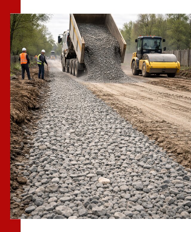 Доставка щебня для отсыпки дорог в Ейске высокого качества