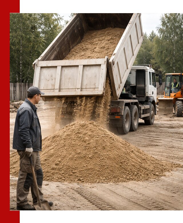 Доставка и продажа песка с разгрузкой в Ейске