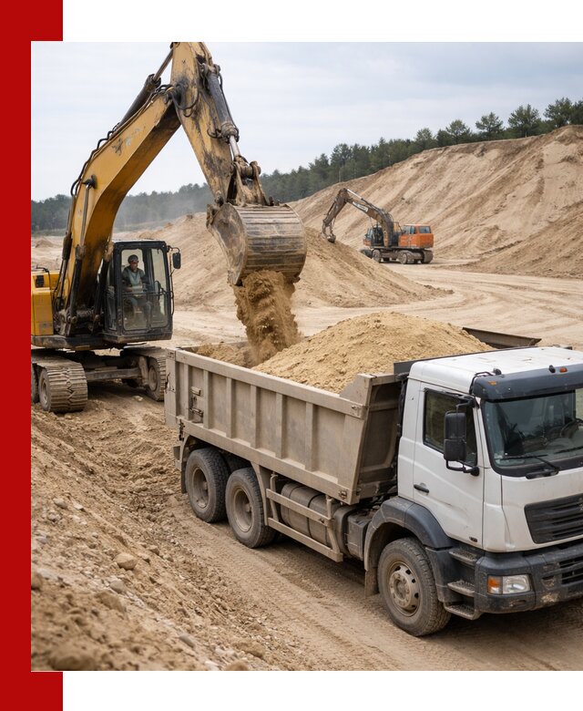 Доставка карьерного песка с самосвалами и разгрузкой в Ейске