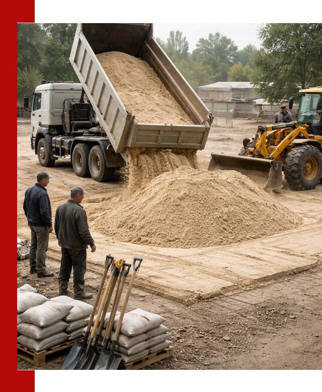 Доставка мытого песка в Ейске с самосвалами по выгодной цене