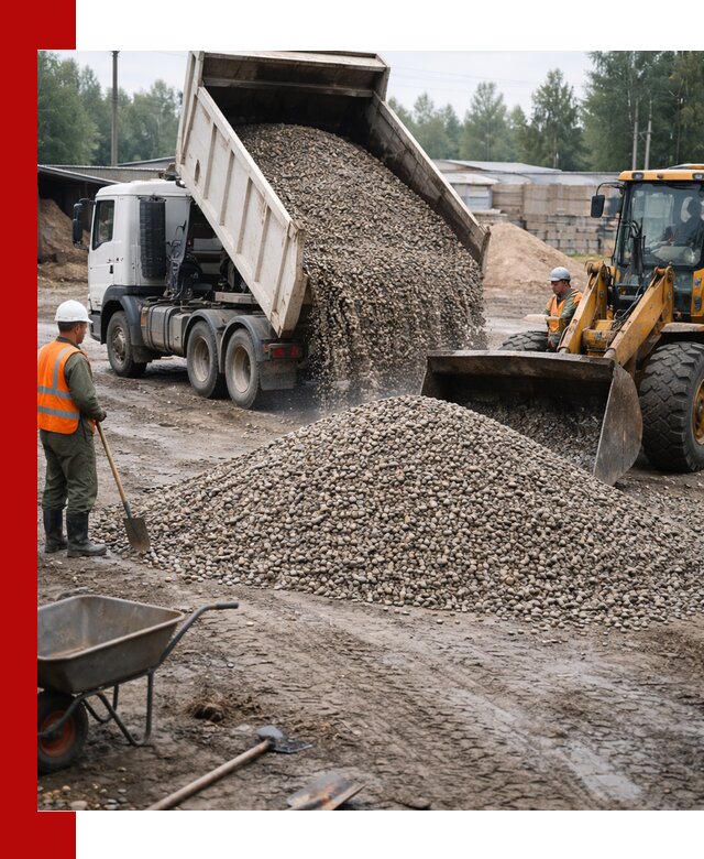 Мытый гравий с доставкой в Ейске от карьера до участка