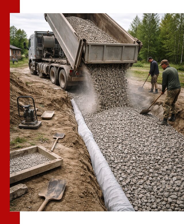 Гравий для дренажа с доставкой в Ейске качественный и недорогой