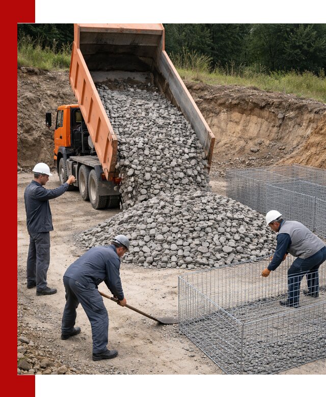 Камень для габионов с доставкой в Ейске быстро и надёжно