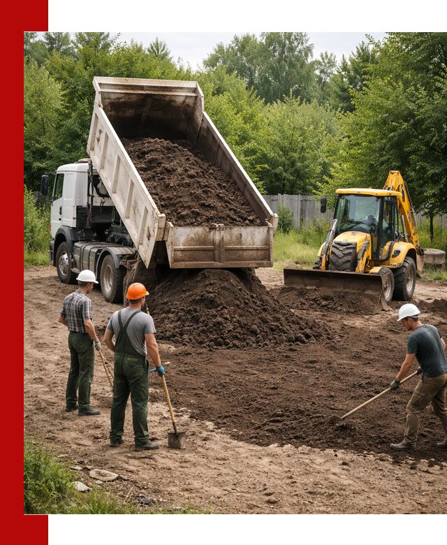 Доставка и укладка грунта для выравнивания участка в Ейске