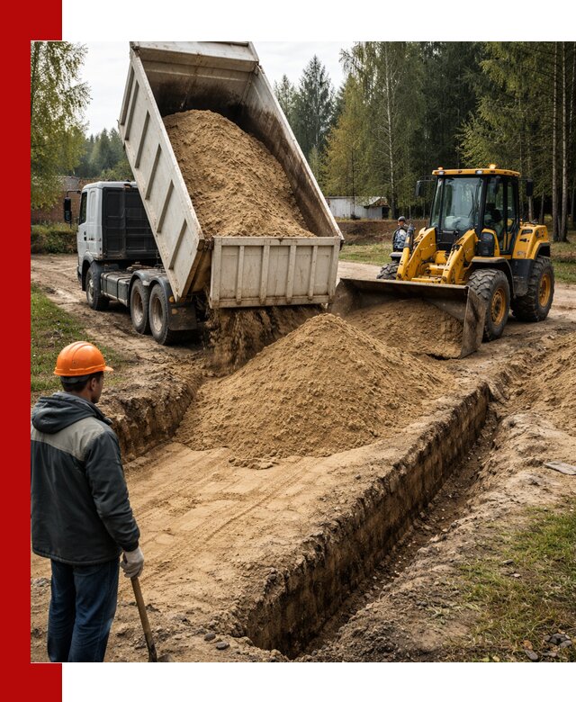 Доставка песчаного грунта в Ейске для строительных работ