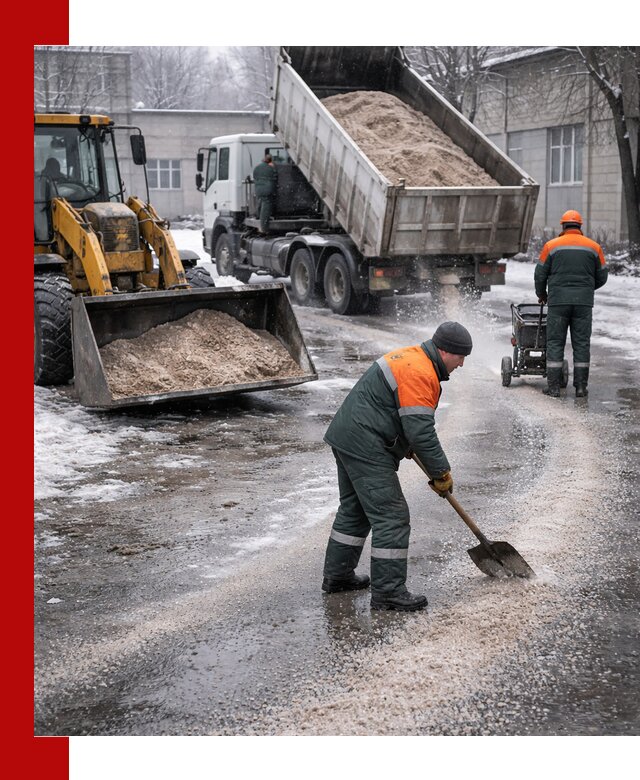 Реагент против гололеда с доставкой и нанесением в Ейске