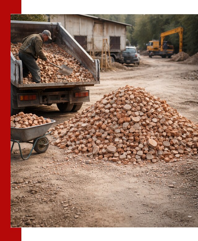 Доставка и подушка из боя кирпича с разгрузкой в Ейске