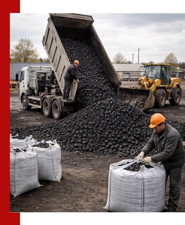 Доставка каменного угля в Ейске оптом и в розницу