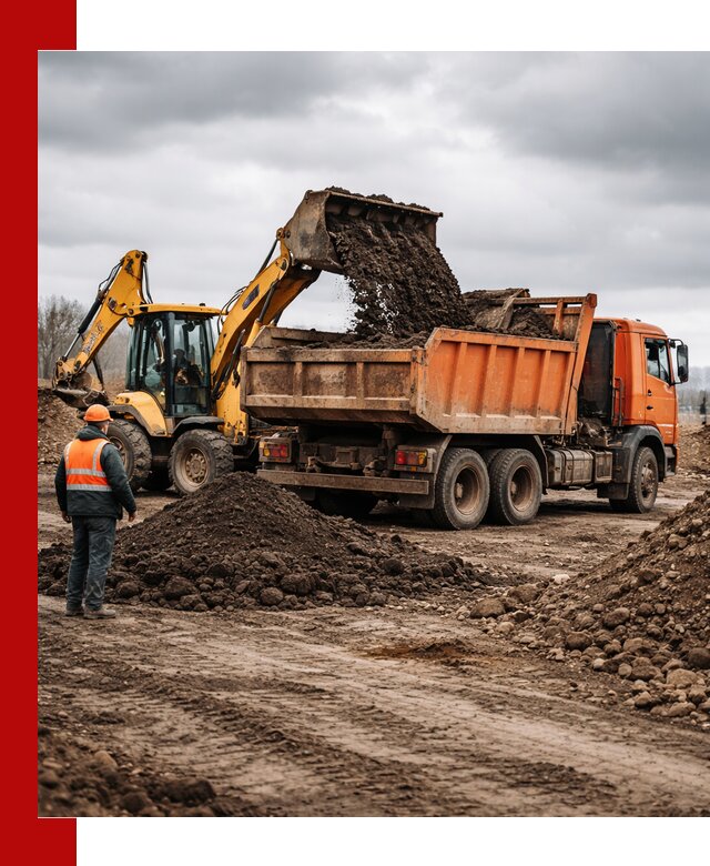 Вывоз грунта и строительного мусора в Ейске грузовыми самосвалами