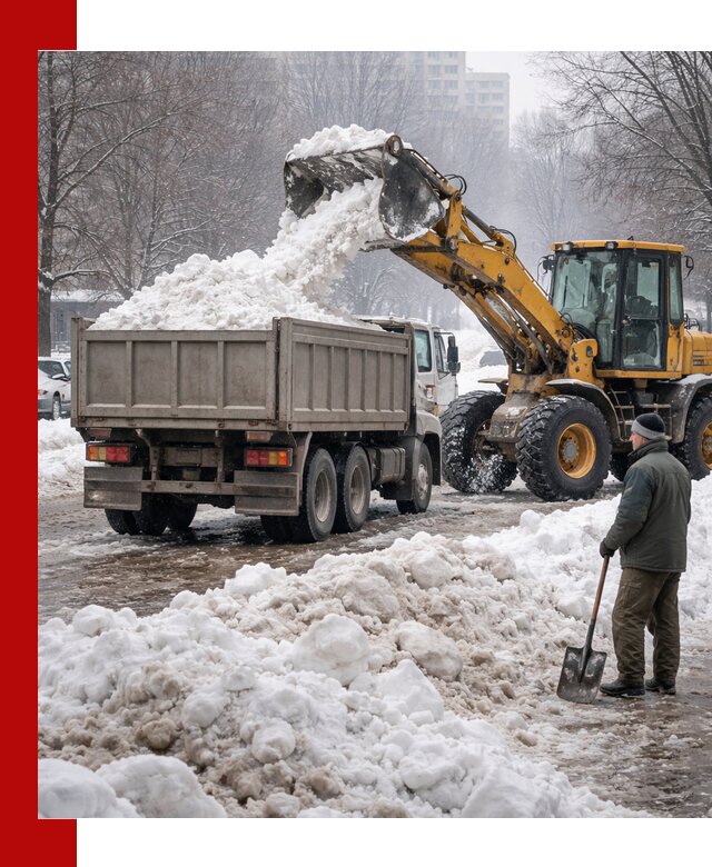 Вывоз снега грузовой техникой в Ейске оперативно и чисто